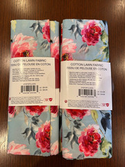 Beautiful! Lot of 2 – SINGER Floral on Blue Cotton Lawn – NEW – 4 Total Yards