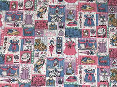 By 1/2 Yd VTG 1994 Fabric Traditions Doll Dresses Hats Shoes Cotton Fabric BTHY