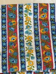 2x Vtg House N Home Fabrics Pieces Bright Primary Floral Stripe Flower 27″x49″