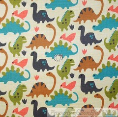 BonEful Fabric FQ Cotton Flannel Quilt Brown Blue Gray Green Dinosaur Boy Print
