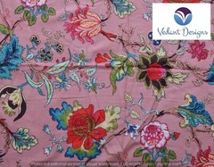 10 Yard Pink Hand Block Floral Print Cotton Fabric Dressmaking Sewing