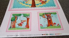 Rainbow Woodland Panel 42×23 Mila Marquis Red Rooster Tree Animal Blocks