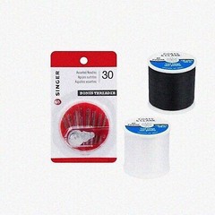 Black and White Sewing Thread Kit with Needles
