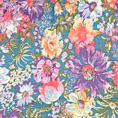 Vintage 1980s? Tropical Floral Cotton Fabric Concord Fabrics 2.5yds x 44″w