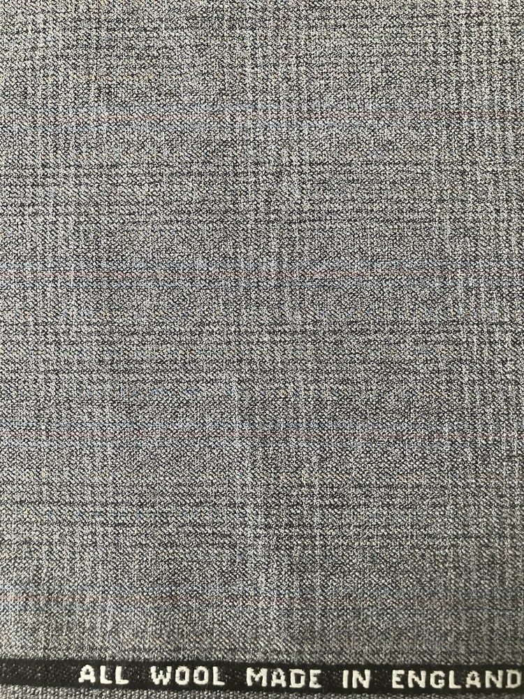 All Wool Classic Grey Prince of Wales Glen Plaid Fabric 3-2/3 Yds (132″ x 60″)