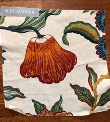Celerie Kemble SCHUMACHER Hothouse Flowers 16 1/2″ Linen Fabric Sample
