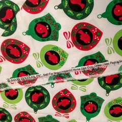 Christmas Bulbs Red Bird Holiday Fabric Material Sewing Sew Crafts Birds 56.5″