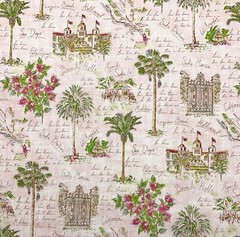 WAVERLY SUNSET BOULEVARD BLUSH PINK CALIFORNIA TOILE COTTON FABRIC BY YARD 54″W