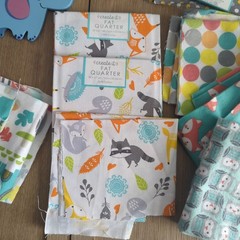 Woodland Baby Fabric Fat Quarter Lot + Painted Wood Animals Craft Bundle Nursery