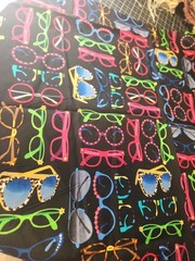 27×30 Piece 100 Cotton Black With Neon Sunshades Pink Green Blue Quilting sewing