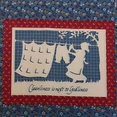 VINTAGE “COUNTRY SUNSHINE FOLK SAYINGS” BLUE & RED CALICO 16 Quilt Squares NOS