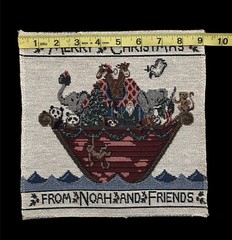 2 Noah’s Arc Woven Tapestry Fabric Squares Ready To Sew 17.5 X 18” And 9” X 9”