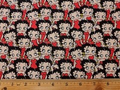 CAMELOT Fabric – BETTY BOOP – Packed on Red – by the HALF yd (18″)