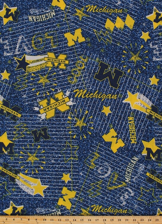 EZ Spun Knit University of Michigan Wolverines Jersey Knit Fabric BTY MCHG-1112