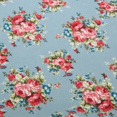 1M X 1.45M Jeans Fabric Rose Print Light Blue