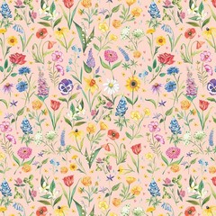 1/2 Yard Fabric – Meadow Flowers – Pale Peach by Katie Daisy for Benartex