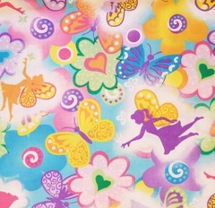 BTY Pixie Garden Fairys Butterflies Hearts Flowers New Cotton Fabric