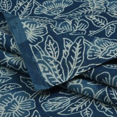 By The Yard Indian Hand Block Indigo Print Pure Cotton Running Craft Blue Fabric