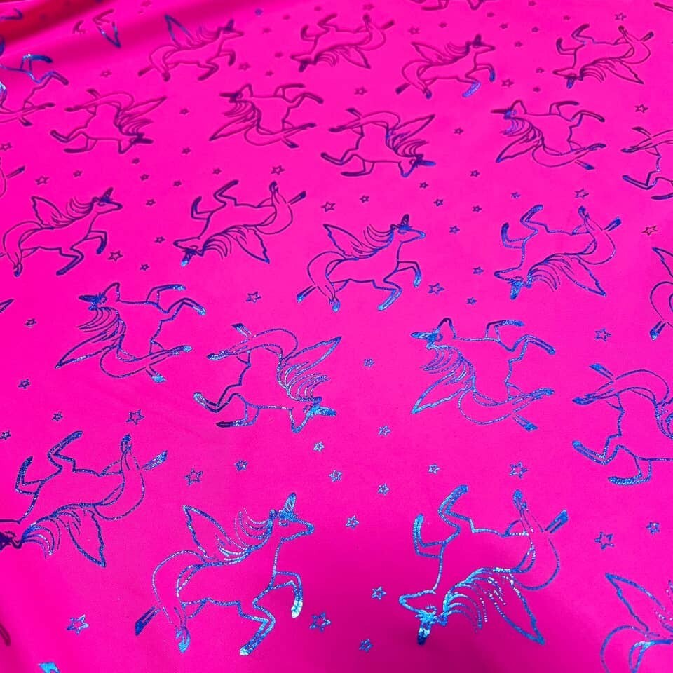 Printed Bright Unicorns 4-way Stretch Fabric 60 “wide Swimsuit Spandex By Yard