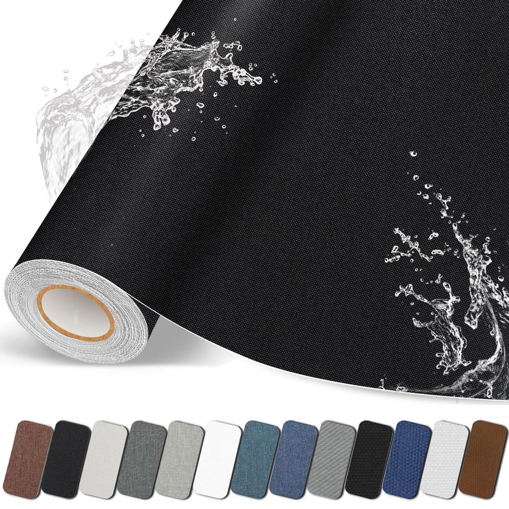 Lifenion Fabric Repair Patch, Self Adhesive 3.5X79 Inch, Linen Black