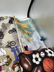 Novelty Print Fabric Lot Superhero Sturgis Route 66 Sports Vintage Pinup