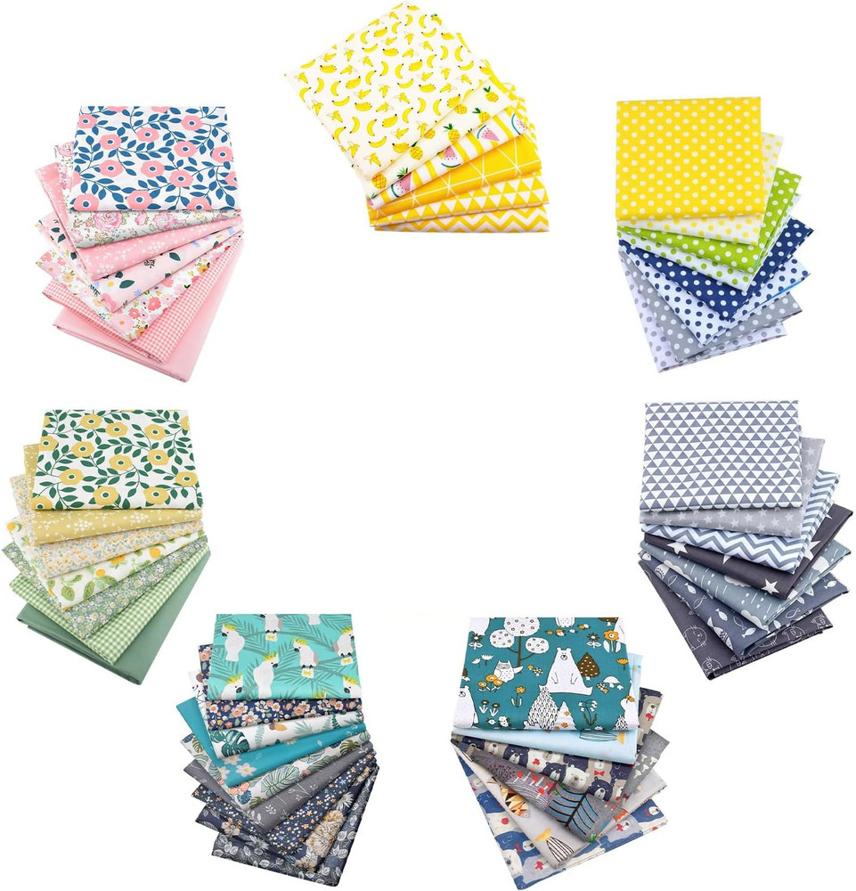 50Pcs 100% Cotton Fabric Bundle 10″ X 10″ Precut Fat Squares Sheets Printed Flor