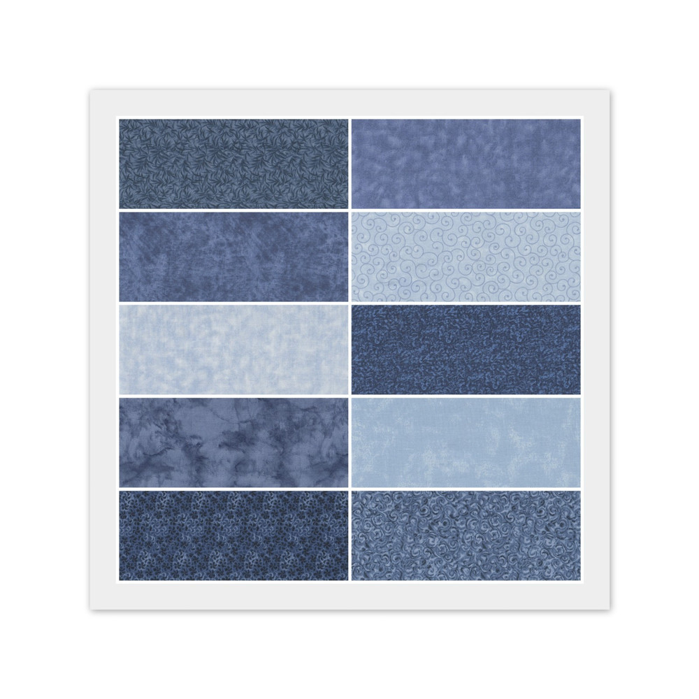 Blue Colors FAT QUARTERS: 10) 18″ x 22″ FQ Bundle, 100% Quilting Cotton Fabric