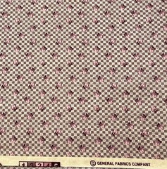 Vintage General Fabrics Pink Floral Mauve Checkerboard Print Fabric 1.33 yds