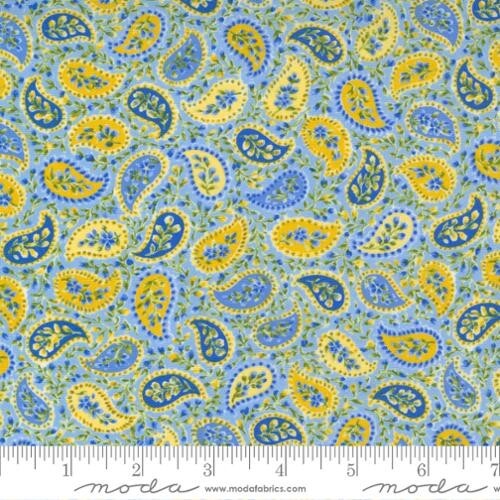 $8 Per Yard SUMMER BREEZE Sky Blue Paisley Moda Quilt Fabric #33614-15
