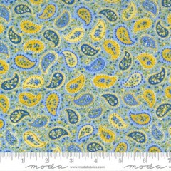 $8 Per Yard SUMMER BREEZE Sky Blue Paisley Moda Quilt Fabric #33614-15