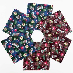48 PCS Christmas Fabric Squares 100 Cotton Pre-Cut Charm Packs 5×5 Inch