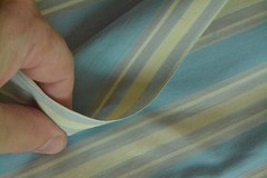 32″ Long x 35″ Wide, Vintage 1940’s-60’s, Blue Gray White Striped Cotton, M4390