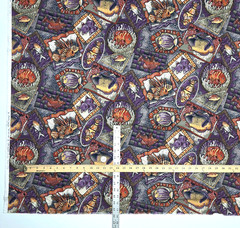 Faux Patchwork Exotic Fish Purple Sampou The Red Sea Kaufman Cotton Fabric 27″L