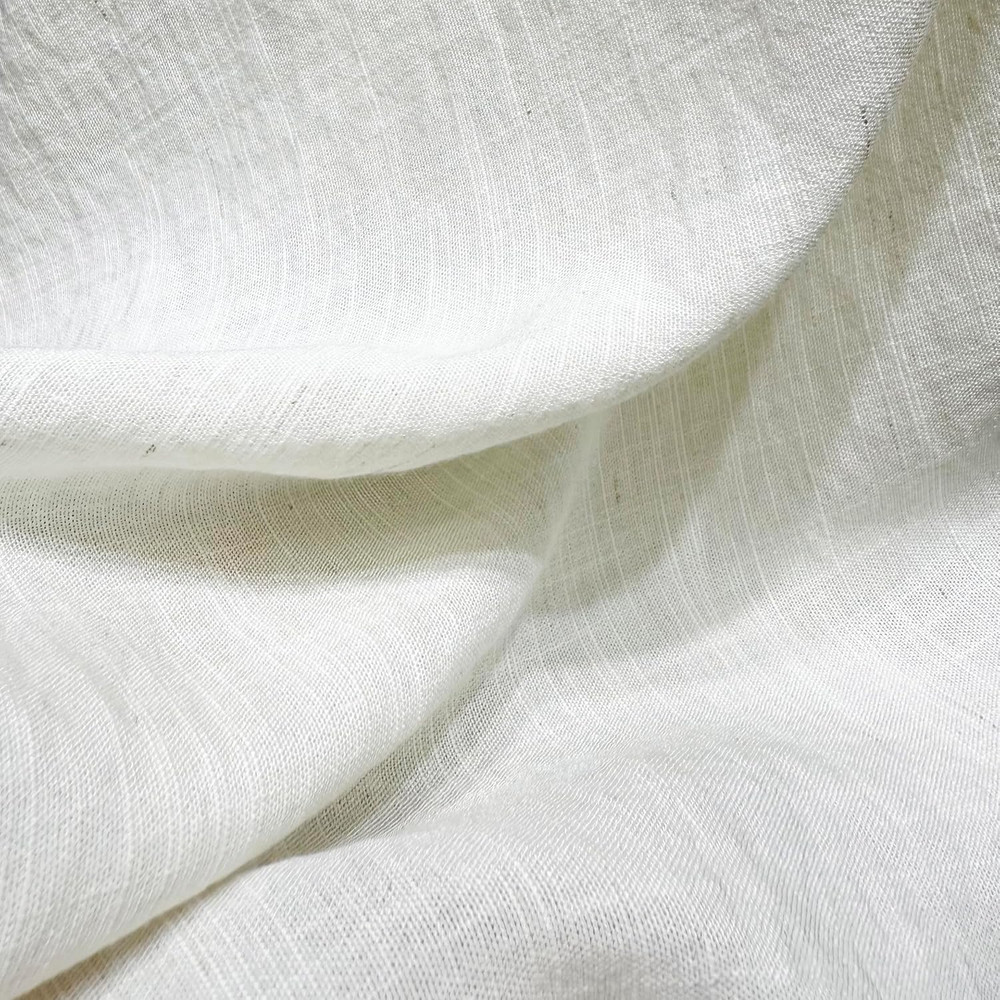 57″ Soft Viscose Nylon Linen Fabric by the Yard – Natural Slub Fabric for Clothi