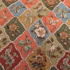 Classic Cottons Vtg 2001 Cotton Fabric Floral Paisley Birds Triangles 23″ x 42