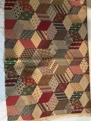Cheater Quilt Fabric Cotton Autumn Fall Colors 1 1/2 Yards 44” Wide Block Square
