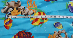 TROPICAL FISH fabric panel 44 x 52 inches turquoise aquarium
