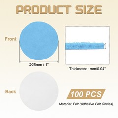 100Pcs Adhesive Felt Circles 1″ Round Non-Woven Felt Stickers Sky Blue