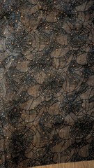 Spellbound Sparkle Spiderweb Lace — 56” x 104” — Black Webs + Orange Sequins