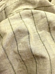 100% Flax Linen Fabric Green Stripe Yarn Dyed Medium Weight 56″ Wide