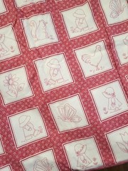 Vintage Kid’s Sun Bonnet Sue/ Sam Rooster Squirrel Tulip Cottagecore Fabric 4Yd