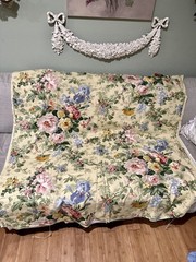 P. Kaufman Upholstery Curtain Fabric 2.75 Yards by 54”Cabbage Roses Linen Weave