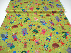 Michael Miller quilt-craft fabric CRITTER CHORUS lime 2 yds (ddc-12891) Jamboree
