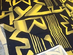 1 of 8 yds Cotton Ethnic Tribal print Cotton Black Yellow Craft Quilt 44″ w BTY