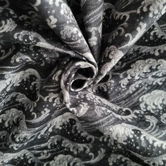 Black & Gray Waves on Japanese Cotton Dobby Shirting – Also in Black/Dark Blue