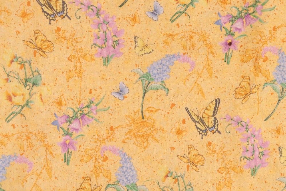2.0+ Yards 3 Pieces Jo-Ann Fabric Elizabeth’s Garden Butterflies Flowers Yellow