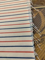 4.1yds (148″)Lx45″W red and blue pinstripe on white cotton “shirting” bolt cut