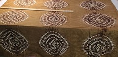 Vintage West African Bazin Riche Damask Fabric Tie Dye Brown Ochre Boho 2.4Yds