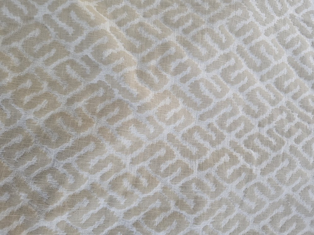 Beige Velveteen Burn-out Upholstery Fabric Geometric 1-pc 58″ Wide x 32″ Long