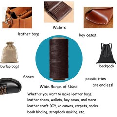 HILELIFE 568 Yards 2 PCS 150D 0.8mm Waxed Thread for Leather Sewing, brown